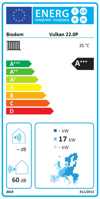 Energijska nalepka Biodom Vulkan 22 kW