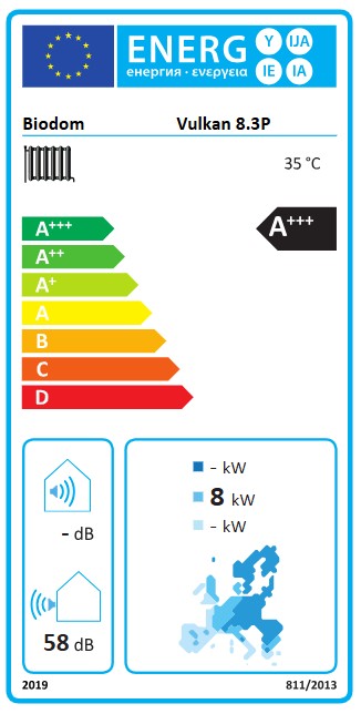Energijska nalepka Biodom Vulkan 8.3 kW